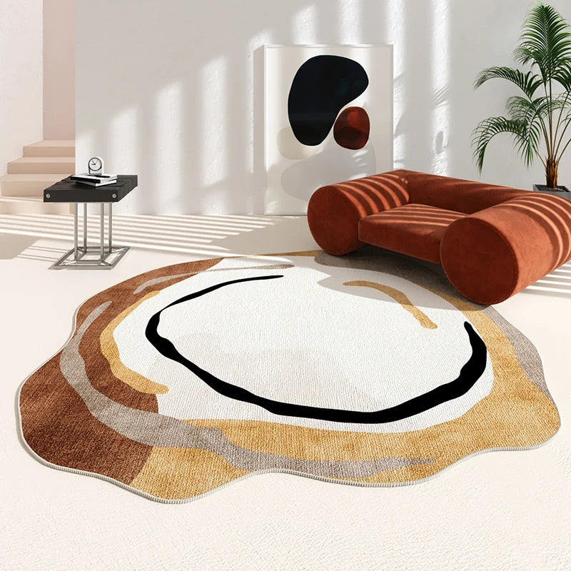 Irregular Carpets for Living Room Home Washable Non-slip Mat Modern Minimalist Bedroom Decor Round Carpet Thicken Lounge Rug