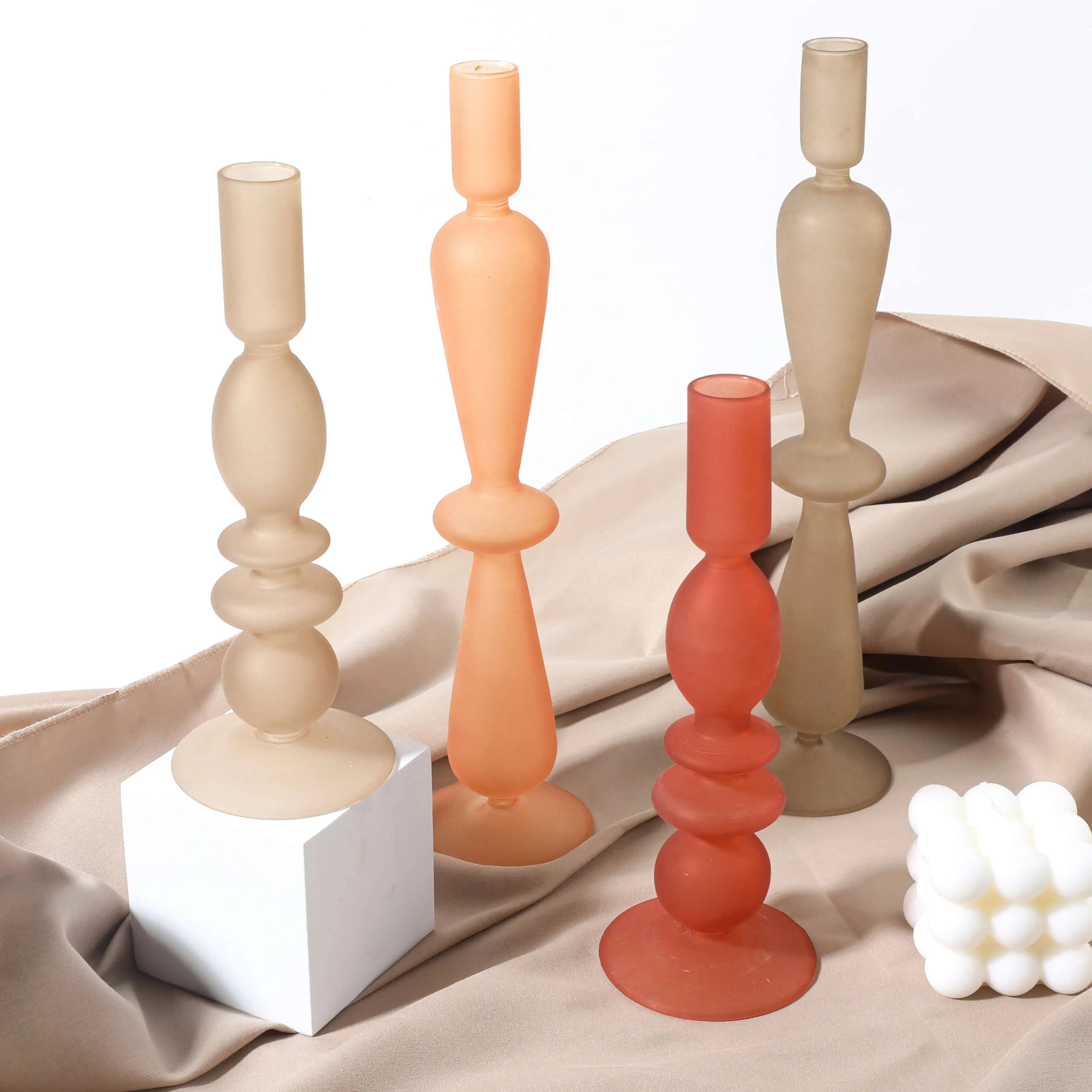 Nordic Matte Glass Candle Holders Home Decoration Candlestick Birthday Candle Holder Dining Table Decoration Candle Home Decore