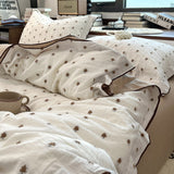 Purple Tulip Small Embroidery Cotton Bedding Set Moonlight Bus Tee-Piece Quilt Cover eet Bedding Pure Cotton 8M Bed Canopy