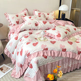 Class A mother and baby grade double-layer yarn washed cotton and linen three-piece set rural dormitory home bedding quilt cover bed sheet four-piece set