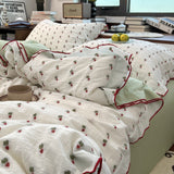 Purple Tulip Small Embroidery Cotton Bedding Set Moonlight Bus Tee-Piece Quilt Cover eet Bedding Pure Cotton 8M Bed Canopy