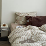 Thiened Milk Velvet Bedding Set Winter Warm Double-Sided Fce Duvet Cover Purple Velvet Bedding Kit for Cold Weather