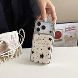 Luxury Star Pattern Five-pointed Stars Printed Plated Frame Phone Case for iPhone 16 15 14 17 Pro Max Shockproof Cover Funda