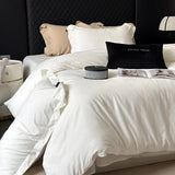 600TC Egyptian Cotton Thickened Brushed Fabric Bedding Set Solid Color Queen Size Duvet Cover Bed Sheets Fitted Sheet Pillowcase