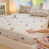 Spring/Summer 2025 Single Item Bed Hat Class A Cloud-sensing Cotton Double-layer Yarn Mattress Cover Printed Cartoon Bedspread