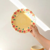 Flower Plate Embossed Small Flower Breakfast Dessert Plate Household Ceramic Plate Under Glaze Colored Hand-painted Tableware