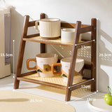 Countertop Organizer 2 Layer Coffee Cup Holder Multipurpose Bamboo Storage Shelf for Hotel Apartment Dressing Table Shelf Home