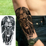 1 Sheet Compass Flower Temporary Tattoos For Women Men Adults Skull Lion Owl Tattoo Sleeve Sticker Black Fake
