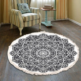 Hand Woven Cotton Linen Carpet Retro Bohemian Round Bedside Geometric Floor Mat Living Room Home Decor Boho Mandala Tassel Rug