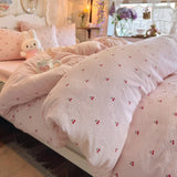 Purple Flower Bedding Set For Adult Kids Soft Polyester Duvet Cover Set+Sheet Girl Breathable Home Dorm Bed Linens Twin Queen