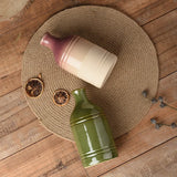 European Creative Retro Green Ceramic Olive Oil Bottle Stainless Steel Spout Kitchen Storage Supplies Seasoning Bottle