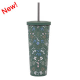 830ML Large Hole Thermos Cup With Straw And Pattern,Mug,Double Layer Stainless Steel Vacuum Flasks,Portable Insulated Water Cup