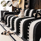 1PC-Solid color sofa towel, high-end plush sofa pad, one-piece full coverage living room sofa protective towel