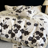 Floral Print 600TC Egyptian Cotton Bedding Queen King Comforter Cover Soft Duvet Cover Set Flat Bed Sheet Pillowcases