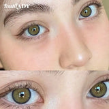 1 Pair Green Colored Contact Lenses Natural Brown Pupils Eyes Soft lenses Soft Contact Lenses 14.00mm Yearly Use