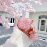 Black Pearl Shell Pink Leopard Print TPU Case Love Heart Pendant Protection Cover for Apple AirPods Pro 2 3 4 Silicone Cases