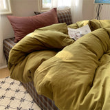 Solid Color Bedding Set Soft Duvet Cover Set With Sheet Bedroom Decor Skin Friendly Single Double Four Piece Set Home Textiles