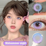 New 1 Pair Colored Contact Lenses with Degree Myopia Lenses Green Eye Lenses Blue Shiny Lenses Fashion Korea Beauty Pupil