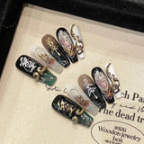 10Pcs High Quality Handmade Press on Nails Heavy Industry Diamond Decoration Luxury Dark and niche style Spicy Girl Nail Diamond