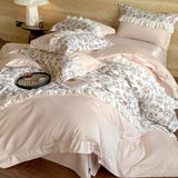4Pcs French Princess Style 160 Counts Long Stella Cotton 100% Cotton Edge Bedding Duvet Cover 200x230 220x230 Four Seasons