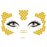 Glitter Stickers Face Tattoo Flash Gold Temporary Metalic Tattoos Waterproof Makeup Decals for Girls Party Music Festival