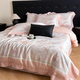 600TC Lyocell Cotton Soft Breathable Flowers Print Bedding Set Duvet Cover Set Bed Sheet/With Elastic Band Bed Sheet Pillowcases