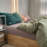 Simple Pure Color Cotton Bedding Set 00% Cotton Duvet Cover Bed eet Dormi Bed Canopy Sle Tee-piece Bedding Set