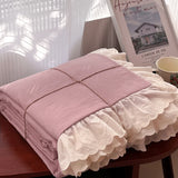 Korean Princess Style Lace Ruffles Soft Washed Cotton Skin-friendly Bedding Set Duvet Cover Bed Sheet/Fitted Sheet Pillowcases
