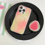 Korean Cute Guava Magnetic Grip Tok Griptok Phone Stand Holder Phone Case for iPhone 17 16 15 14 13 Pro Max For Magsafe Cover