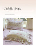 Flower Skin-friendly Washed Cotton Bedding Set Duvet Cover Set Korean Lace Ruffles Quilt Cover Soft Cover Bed Linen Pillowcases