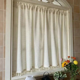 Checkered Pattern White Tassels Blackout Curtain Decorate Living Room Coffee Shop Short Curtains Decorative Atmosphere Curtains
