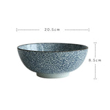 8 Inch Japanese Ramen Bowl Ceramic Noodle Bowl Stripe Design Large Soup Bowl Restaurant Household Retro Tableware
