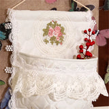 French Style Thickened Fabric Storage Bag Lace Embroidered  Door Rear Storage Bag Wardrobe Sundries And Fringe Storage Bag