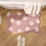 Tufting Flower Bathmat Fluffy Floral Rug Flocking Bathroom Tub Side Mat Door Carpet Floor Anti Slip Doormat Home Room Decor