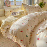 Class A washable small fresh printing four-piece set, student dormitory bed sheet three-piece set