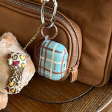 Retro Blue and Brown Plaid + Ring Suitable for Apple Airpodspro2 Case/Airpodspro Case/Airpods4 Case/Airpods3 Case/Airpods2 Case/