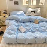 Striped Bedding Set Korean Style Duvet Cover Set Flat Sheets Set Single Twin Double Size Bed Linen Set Back To School Season