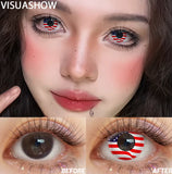 Independence Day Colored Contact Lenses 2Pcs 6 Months Use National Day & Sports  Fan Party Cosplay Eye Makeup Contacts