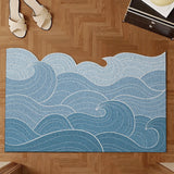 Durable Entrance Mat with Mountain/Wave Design Non-slip Easy-to-Clean Pad for Home Foyer Entrance & Indoor Floors