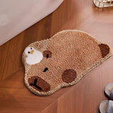 Cute Tufting Capybara Bathroom Mat Tufted Cartoon Bedrooom Rug Bedside Carpet Soft Floor Anti-Slip Pad Aesthetic Home Decor