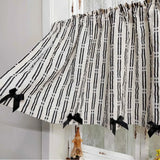 British Cotton Linen Cloth Striped Bow Short Curtains for Cafe, Office Small Window, Kitchen, Featured Home Decor