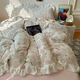 Latest Carving Flower Silk Velvet Winter 4pcs Bedding Sets 3D Warm Quilt Cover Bedspread Pillowcases for Princess Girls Bedroom