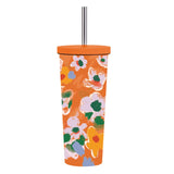 830ML Large Hole Thermos Cup With Straw And Pattern,Mug,Double Layer Stainless Steel Vacuum Flasks,Portable Insulated Water Cup