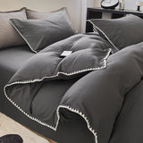3pcs Solid Color High Quality Duvet Cover Set Luxury Purple Comforter Cover with 2 Pillowcases Triangle Sewn Edge Design Bedding