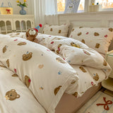 Floral Bedding set plaid Duvet cover 100% cotton 4pcs Bedding for Winter Bed with Sheet with Pillowcases Home Textiles