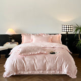 White Jacquard Bedding Set King Queen Size 4pcs Satin Cotton Duvet Cover Sets Fitted Bed Sheet Pillowcases Home Textile