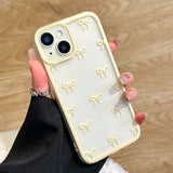 Cute Bowknot Soft Clear Phone Case For iPhone 15 14 13 12 14 16 Pro Max Bowknot Clear Case Candy Cover