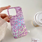 Iridescent Pink Holographic Leopard Print with Wrist Chain Trendy Phone Case for iPhone 16 15 14 13 Pro Max Back Cover Capa