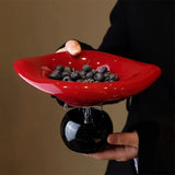 Modern Wave Irregular Ceramic Draining Tray Kitchen Fruits Snack Decorative Tray Tableware Living Room High-footed Tray