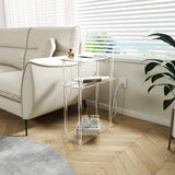 Acrylic Narrow Side Table with Charging Station, 7" Width, 3 Tier Small End Table, Nightstand/Bedside Table with USB , Clear
